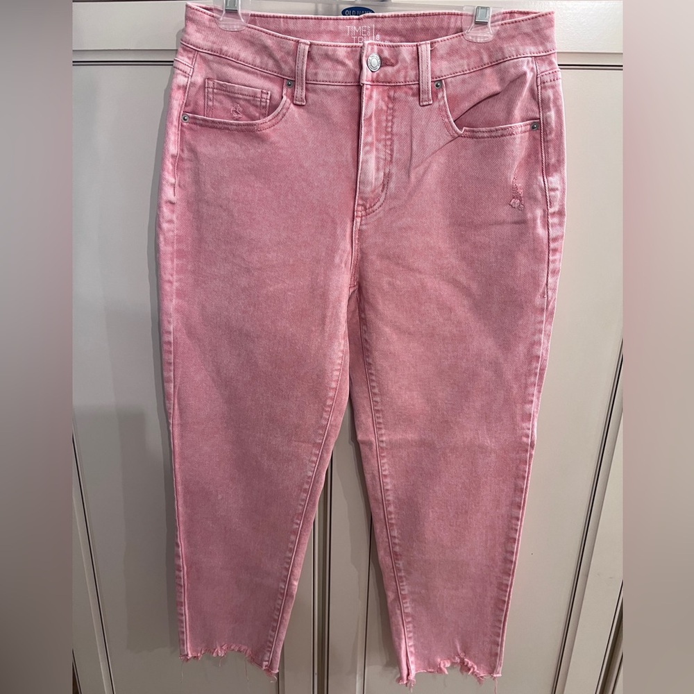 Time and Tru Distressed Pink Straight Leg Jeans